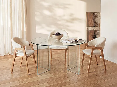 6 - seater dining table - Tempered glass - ADAMO