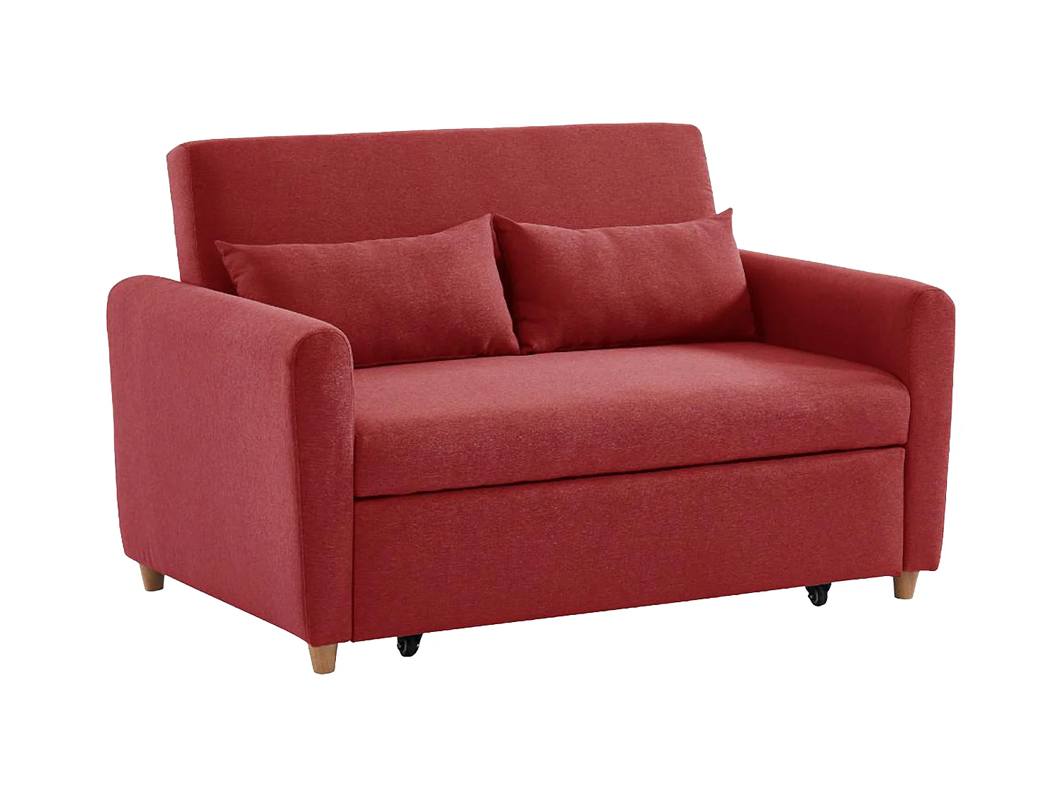 Canapé 2 places convertible en tissu rouge AYLA