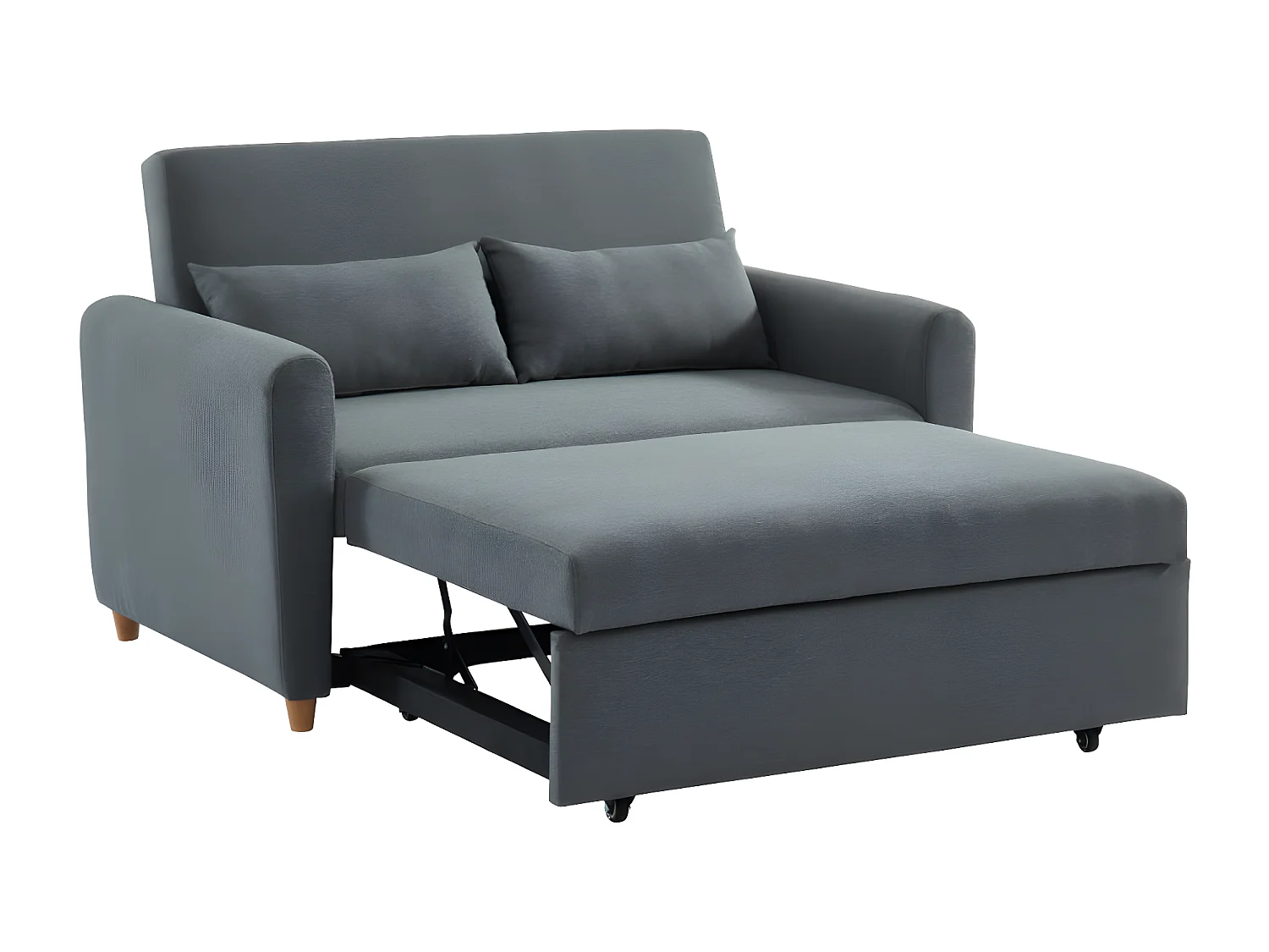 Canapé 2 places convertible en tissu gris AYLA