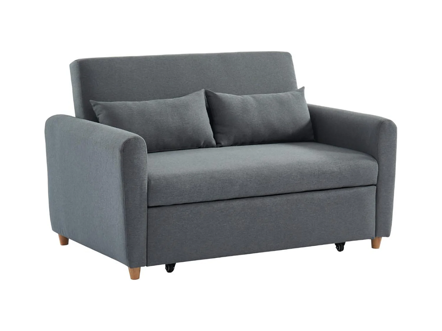 Canapé 2 places convertible en tissu gris AYLA