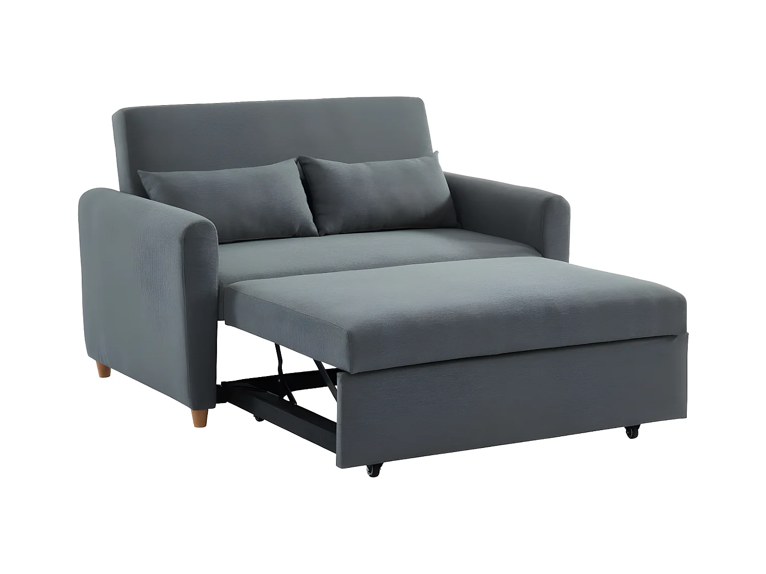 Tweezits bedbank van stof AYLA - Grijs