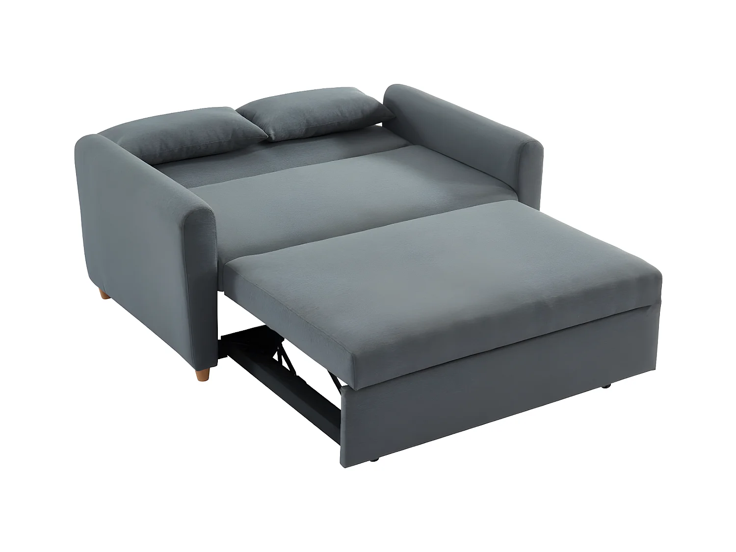 Tweezits bedbank van stof AYLA - Grijs