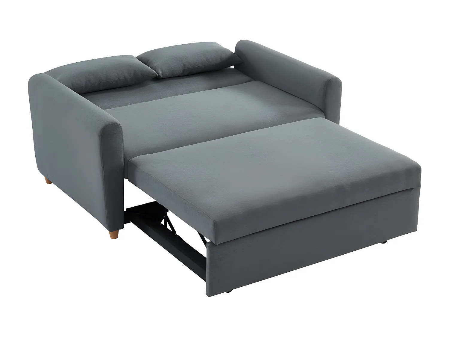 Canapé 2 places convertible en tissu gris AYLA