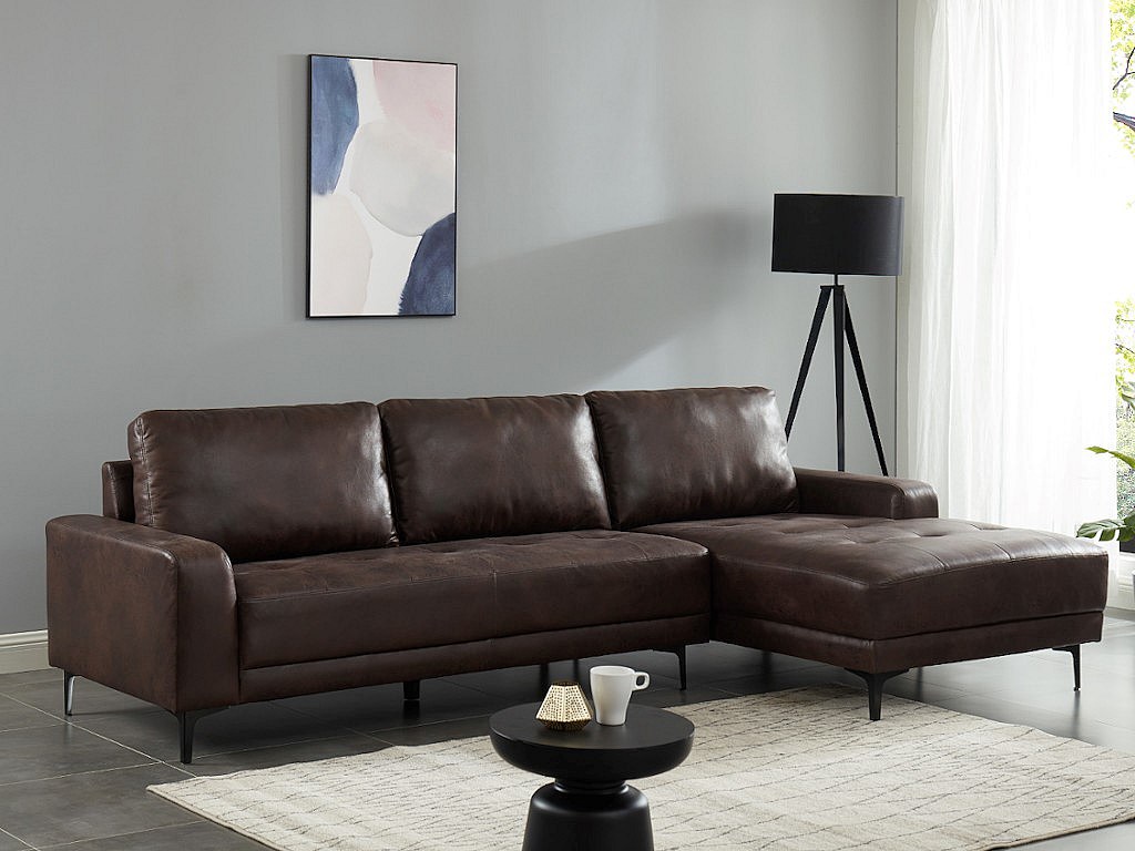 Ecksofa CHARRO - Vintage-Leder-Look - Ecke rechts kaufen