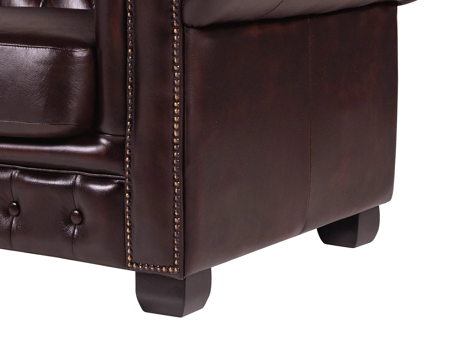 Chesterfield Ledersofa 4-Sitzer - Büffelleder - Rotbraun - BRENTON