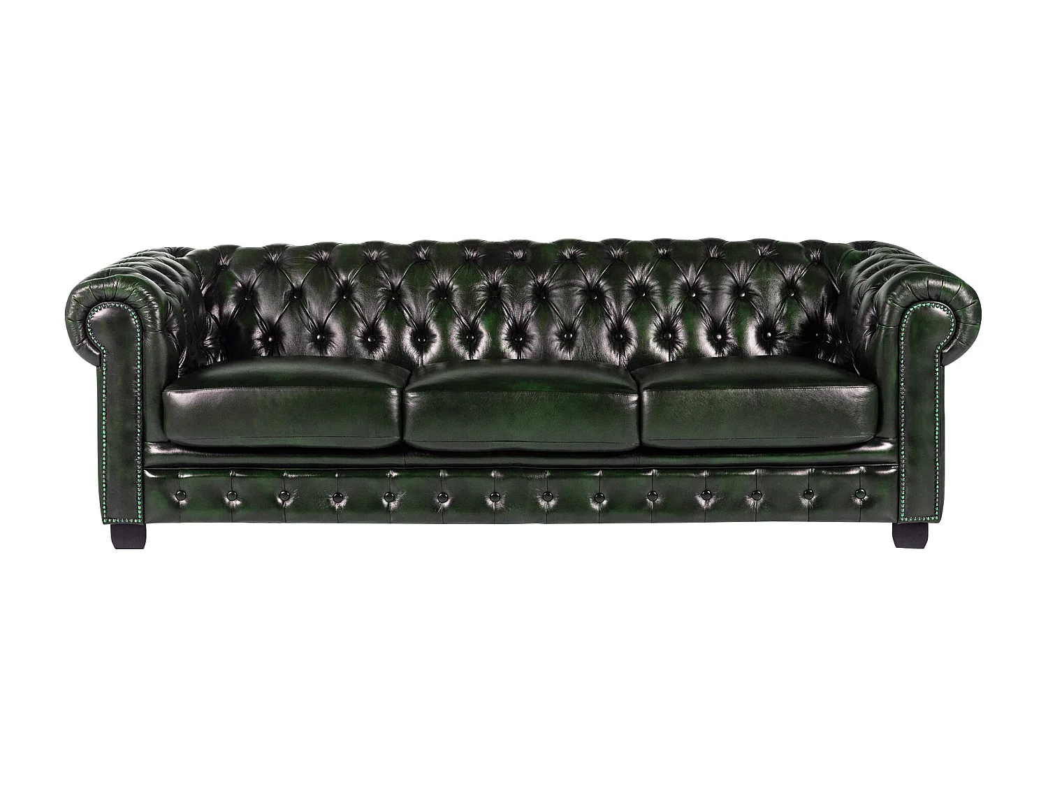 Canapé chesterfield 4 places BRENTON 100% cuir de buffle - Vert empire