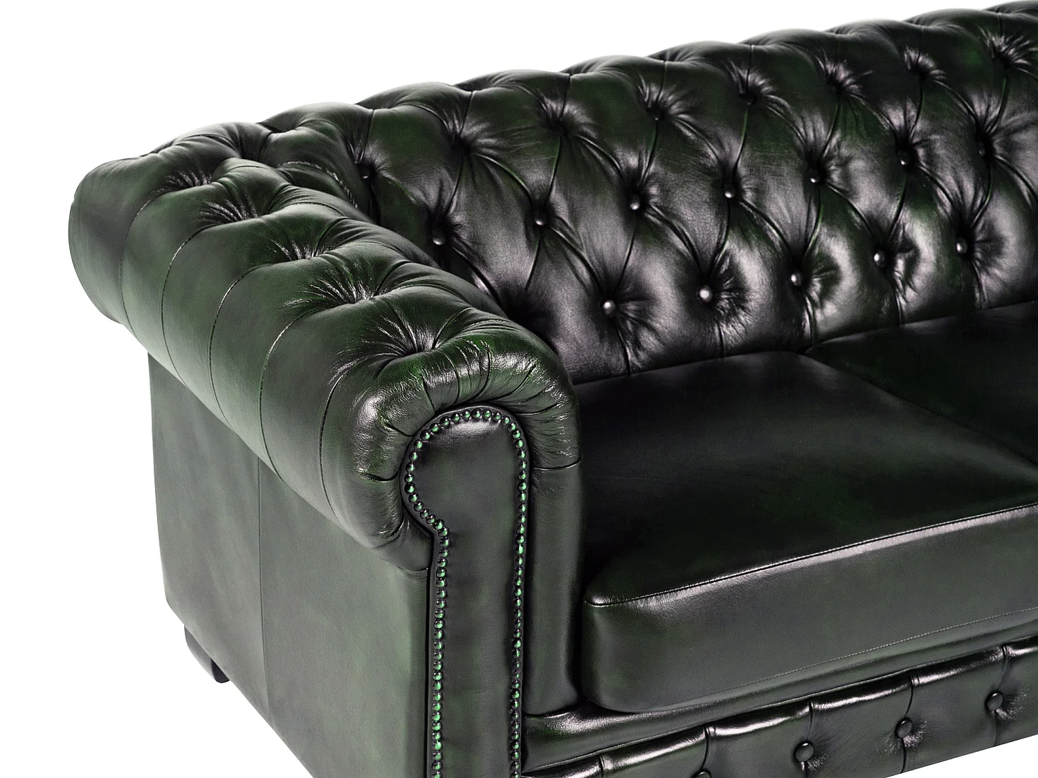 Canapé chesterfield 4 places BRENTON 100% cuir de buffle - Vert empire