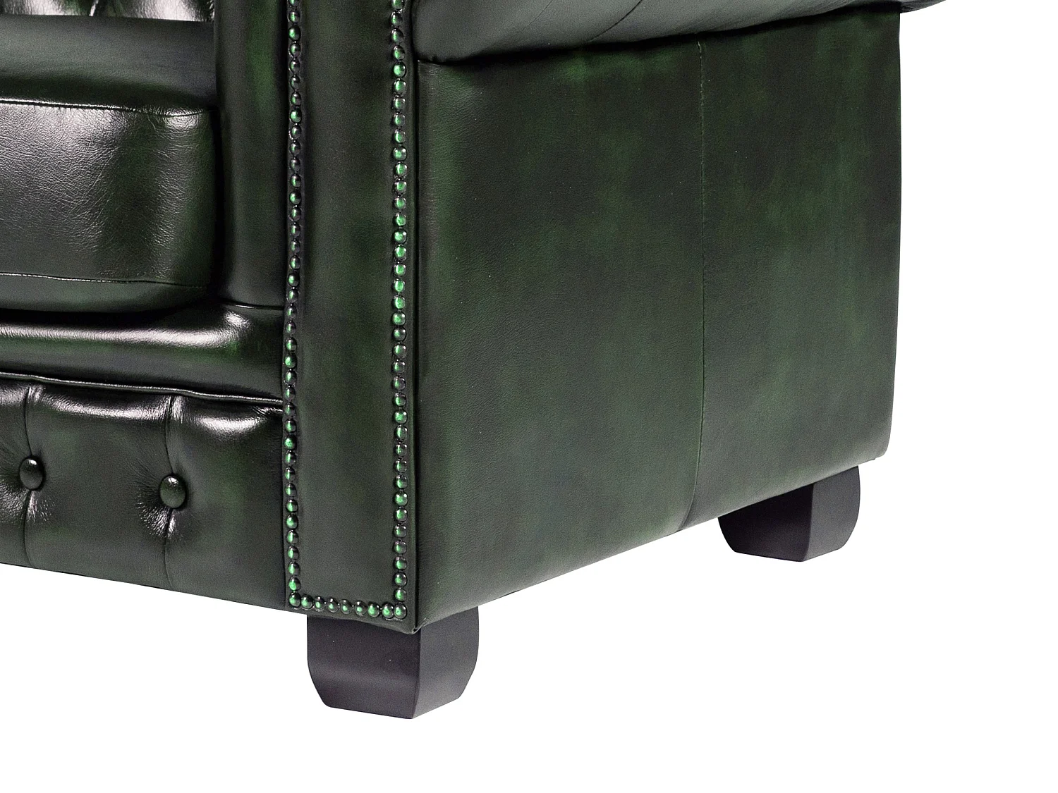 Canapé chesterfield 4 places BRENTON 100% cuir de buffle - Vert empire