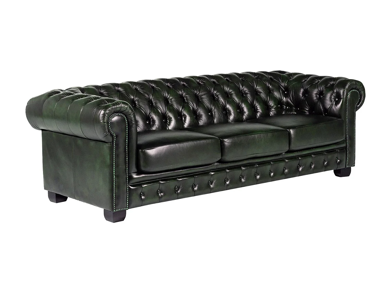 Canapé chesterfield 4 places BRENTON 100% cuir de buffle - Vert empire