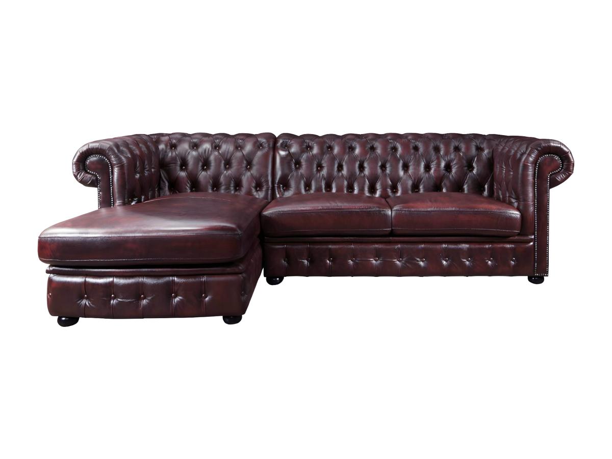 Chesterfield Ecksofa - Ecke Links - Büffelleder - Rotbraun - BRENTON günstig online kaufen