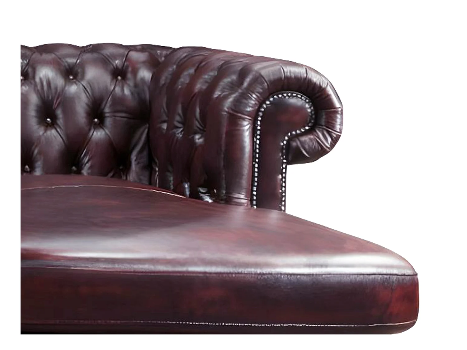 Hoekbank van 100% buffelleer Chesterfield BRENTON - Kersenrood - Hoek links