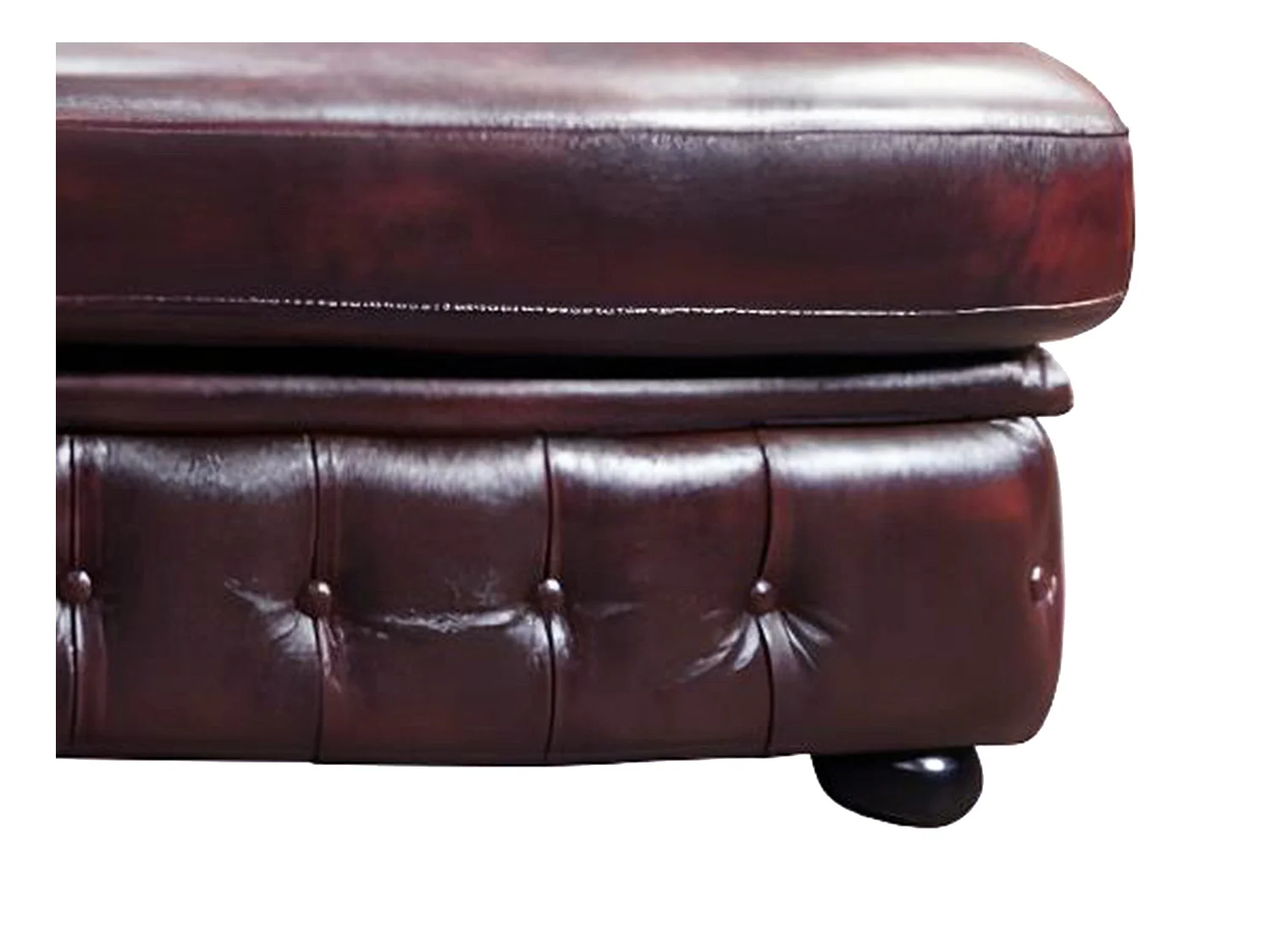 Chesterfield hjørnesofa BRENTON 100% bøffelskinn - Bordeauxrød - Venstre hjørne