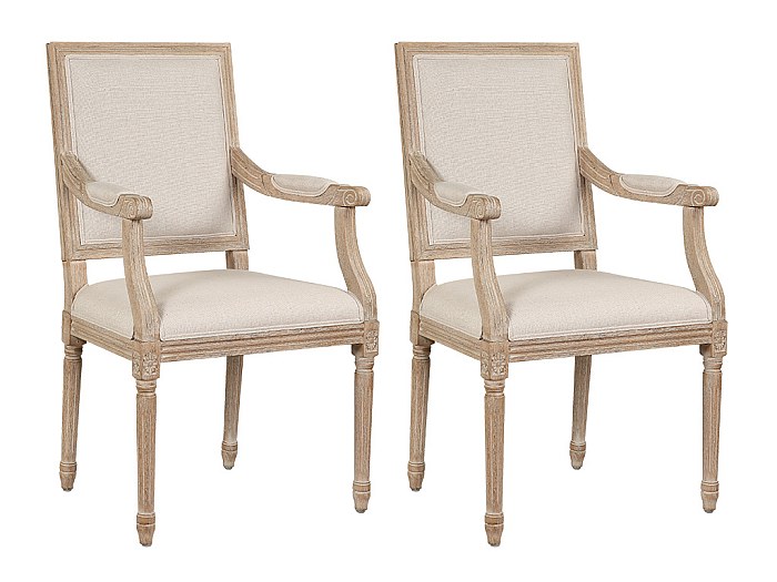 2er-Set Stühle mit Armlehnen - Stoff & Holz - AMBOISE