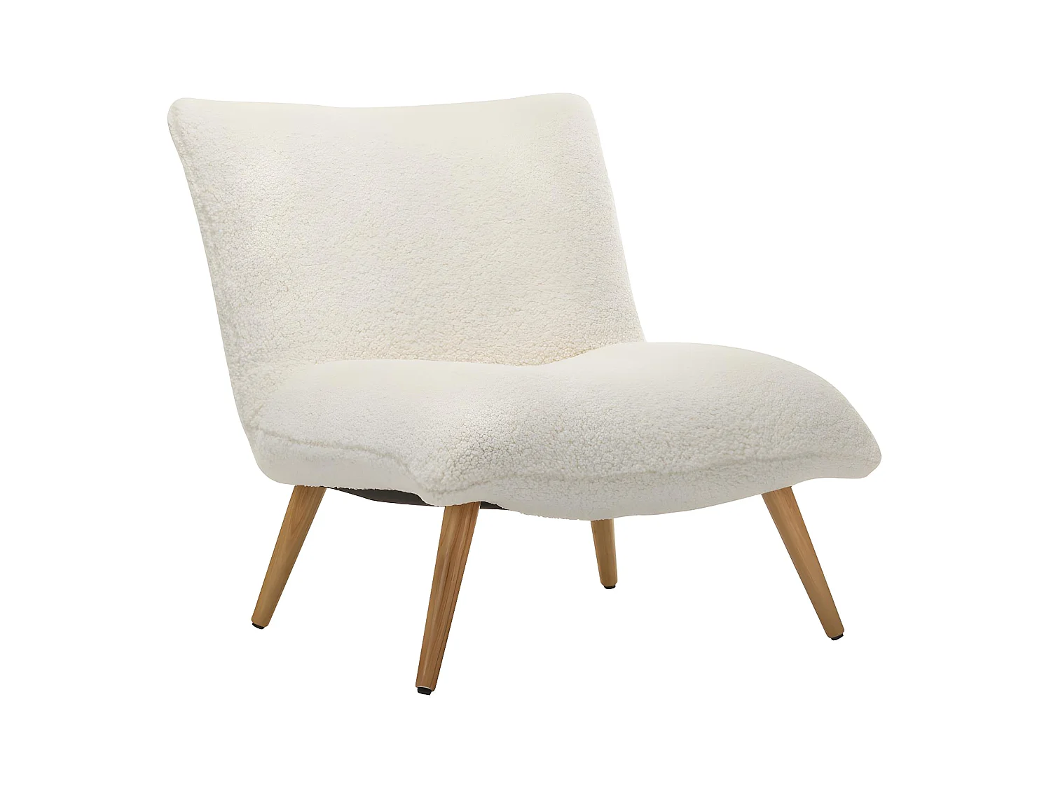 Fauteuil en tissu bouclette effet peau de mouton PEPITA - Blanc