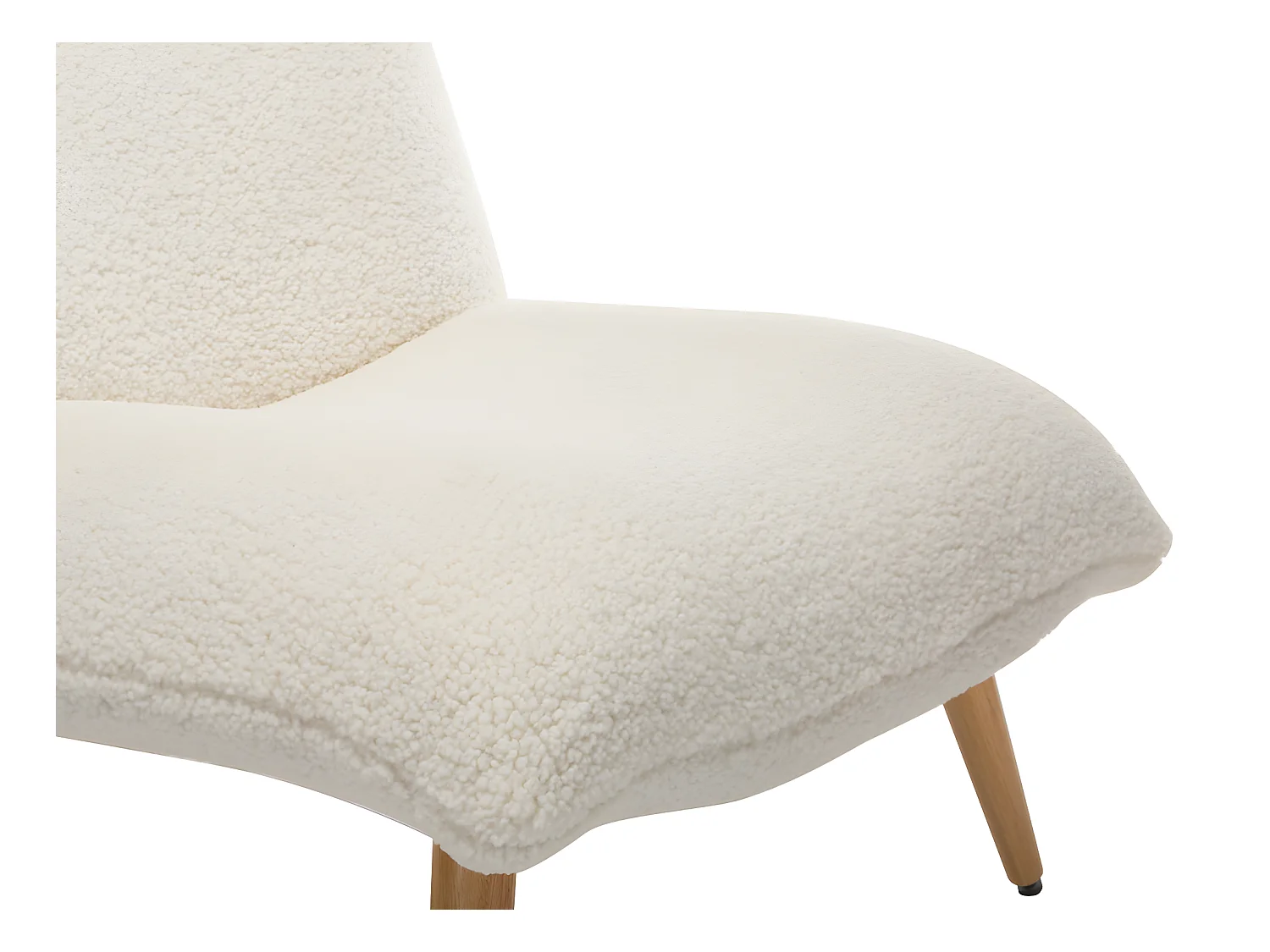 Fauteuil en tissu bouclette effet peau de mouton PEPITA - Blanc