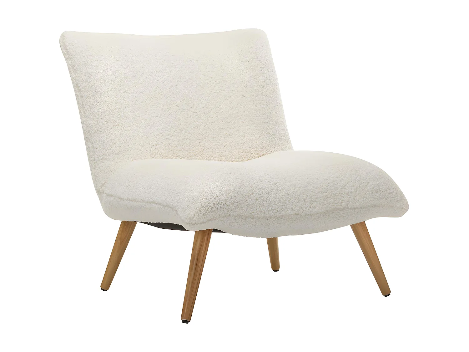 Fauteuil van stof PEPITA - Teddy stof - Wit