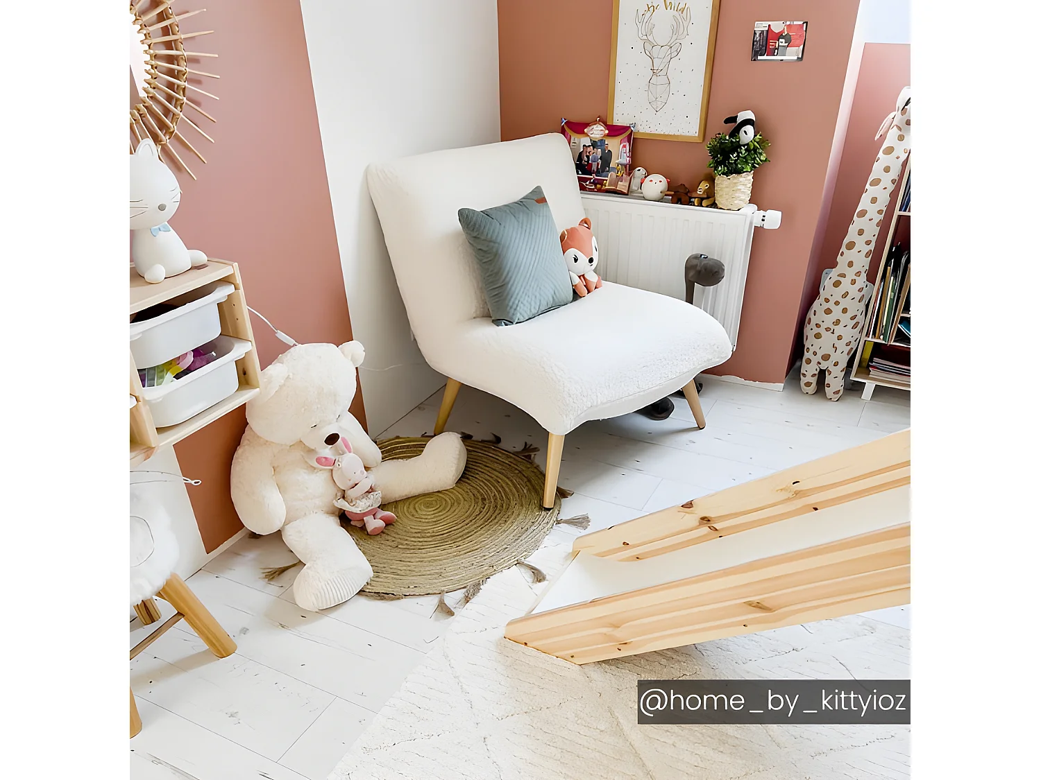 Fauteuil van stof PEPITA - Teddy stof - Wit