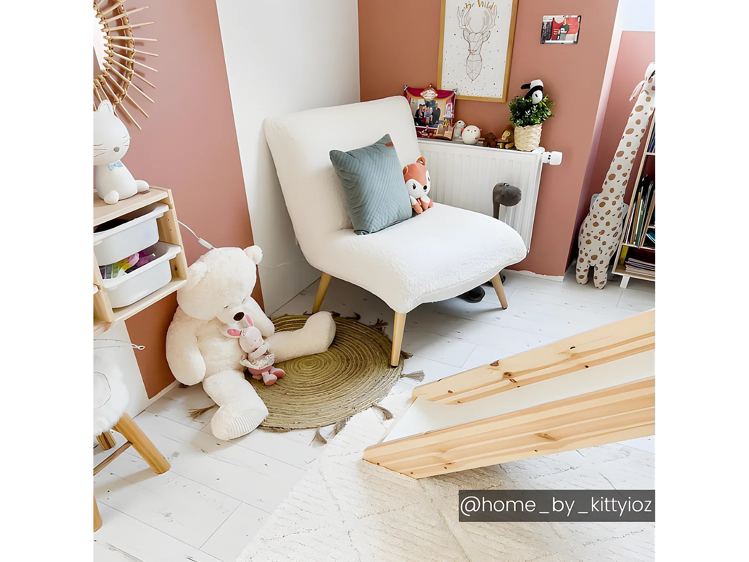 Fauteuil van stof PEPITA - Teddy stof - Wit