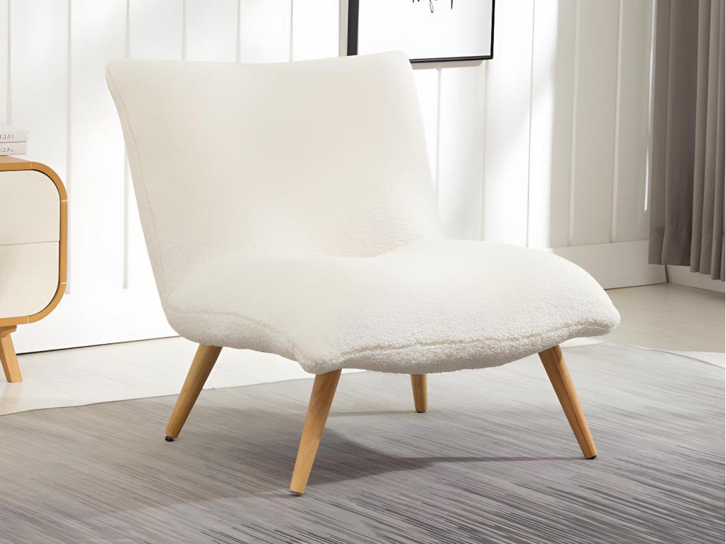 Sessel - Baumwollfleece - Lammfell-Imitat - Weiß - PEPITA