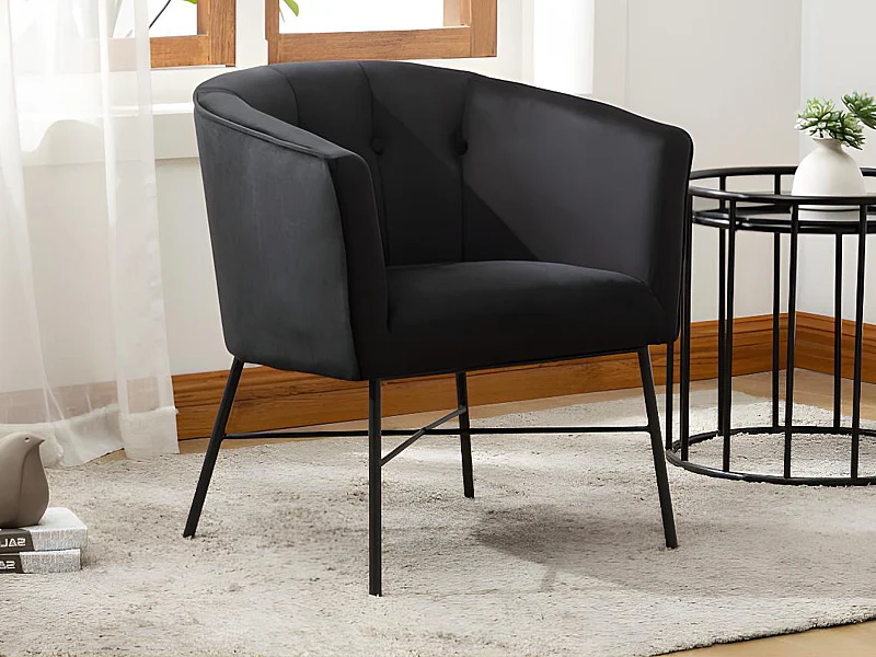 Fauteuil cabriolet en velours FAKART - Noir