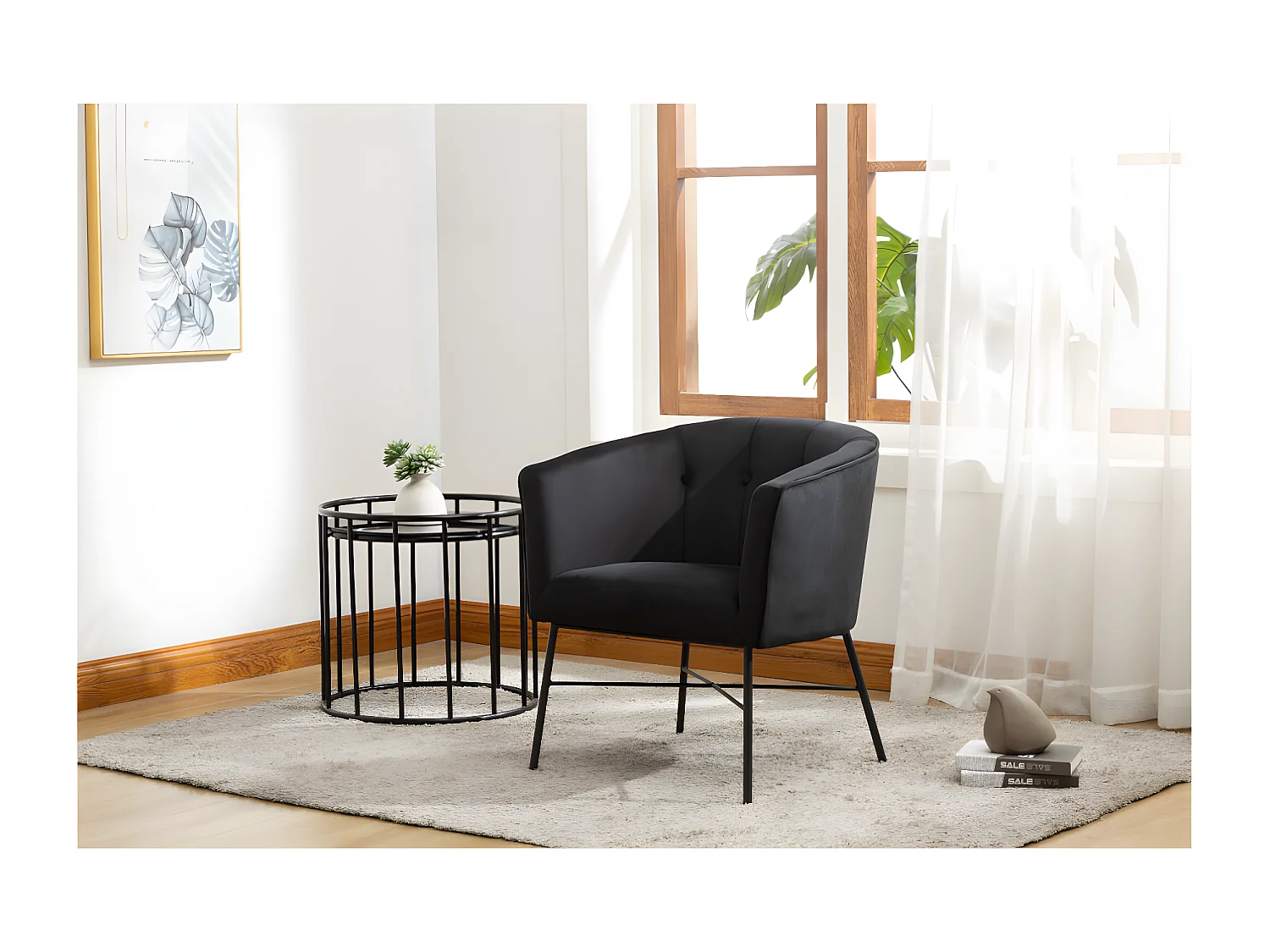 Fauteuil cabriolet en velours FAKART - Noir