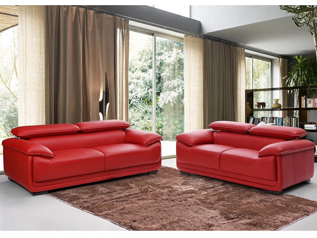 Canapé 2 places en cuir MACELO - Rouge