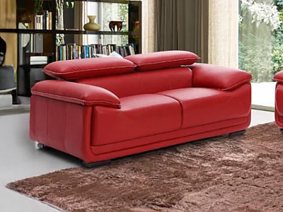 Tweezitsbank van leer MACELO - Rood