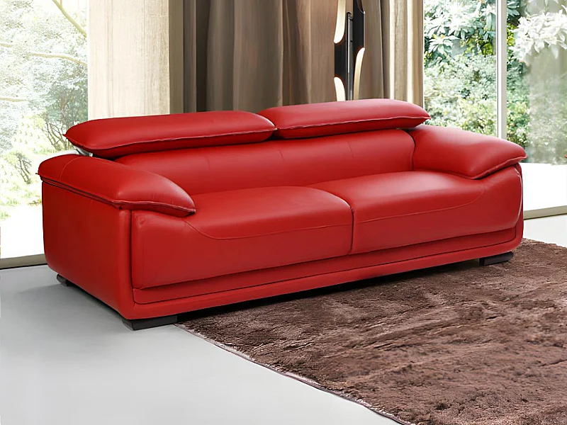 Canapé 3 places en cuir MACELO - Rouge