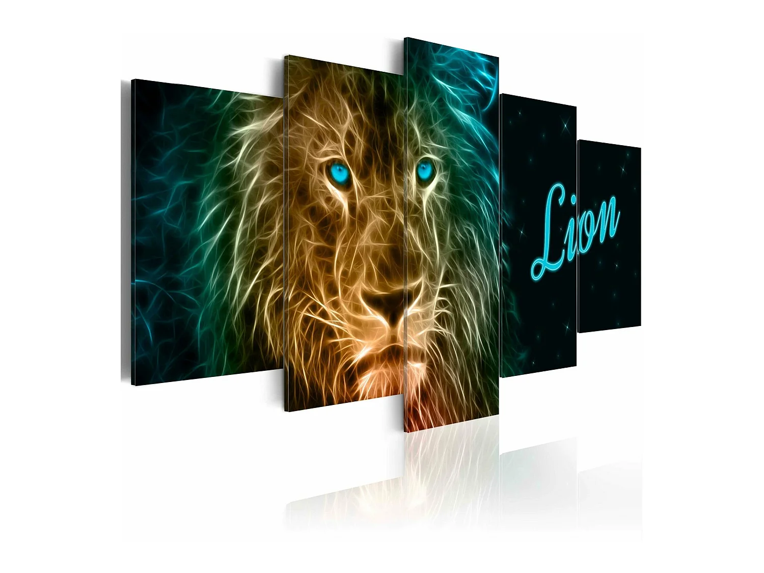 Tableau lion d'or - 200 x 100 cm