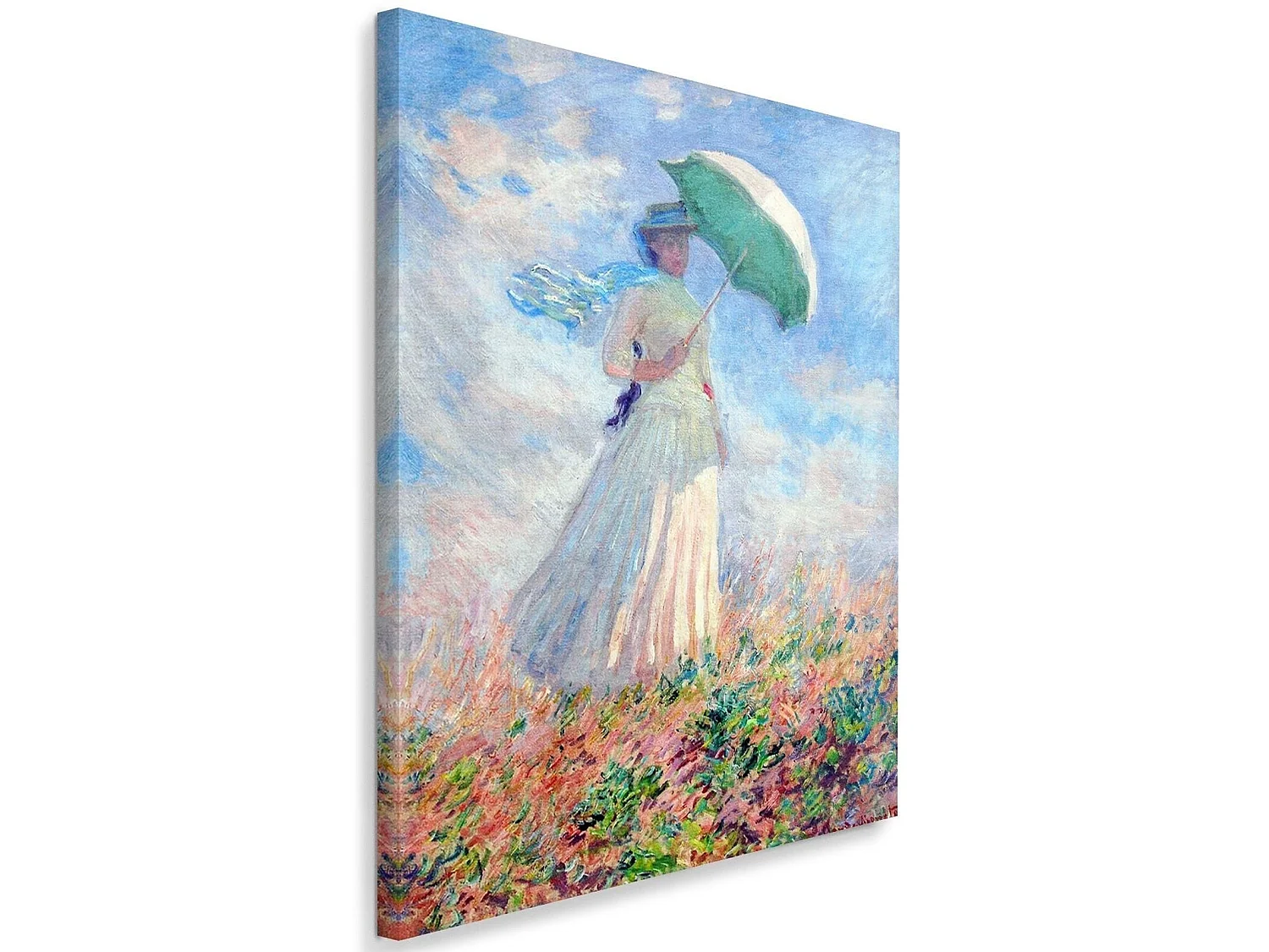 Tableau une femme avec un parapluie tourné vers la droite - 50 x 70 cm