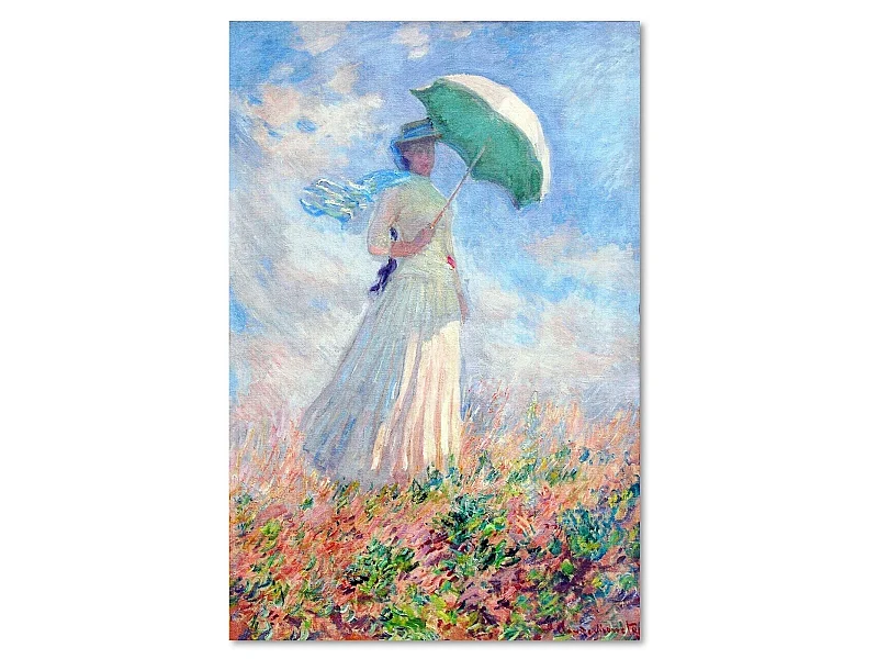 Tableau une femme avec un parapluie tourné vers la droite - 50 x 70 cm