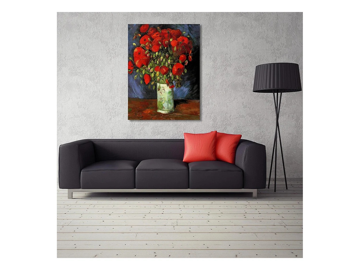 Tableau reproduction photo de v. Van gogh - vase aux coquelicots rouges - 40 x 60 cm