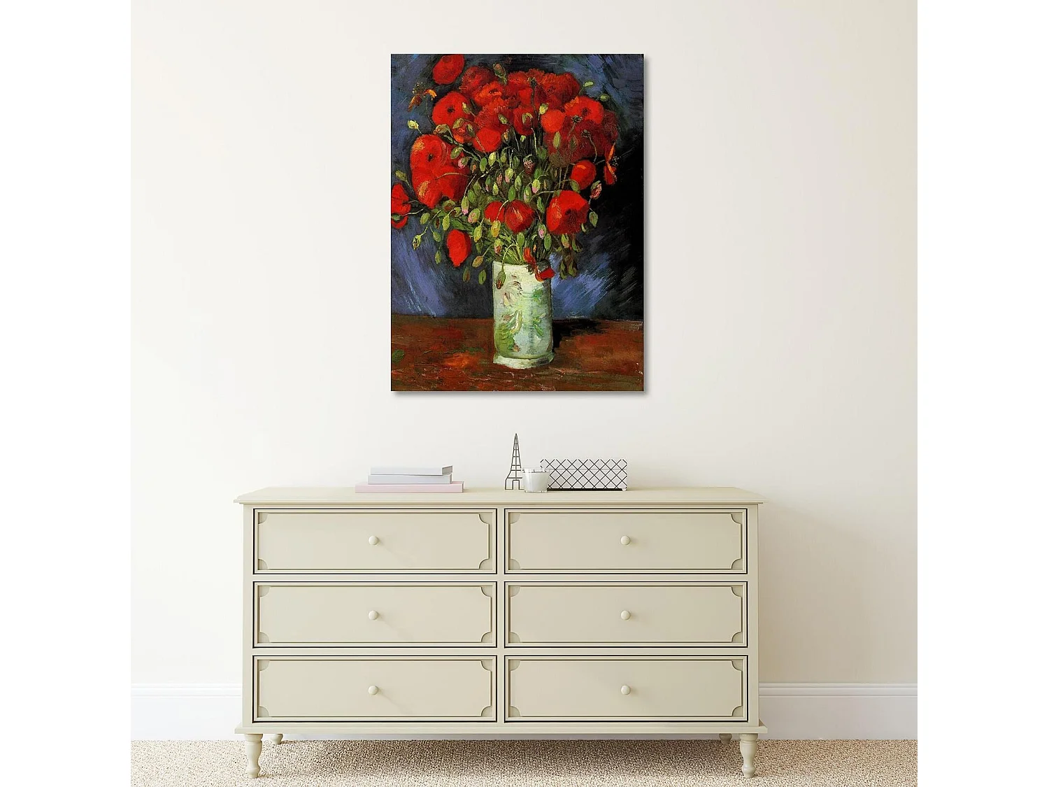 Tableau reproduction photo de v. Van gogh - vase aux coquelicots rouges - 40 x 60 cm
