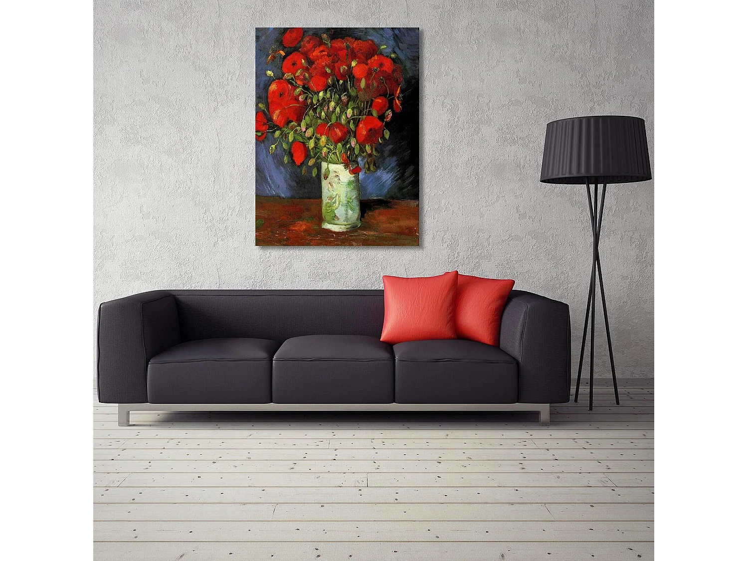Tableau reproduction photo de v. Van gogh - vase aux coquelicots rouges - 40 x 60 cm