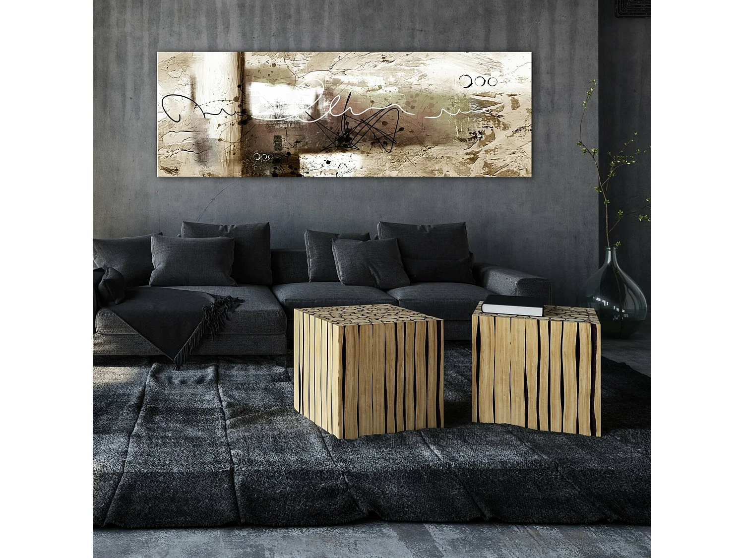 Tableau marteau beige étroit - 150 x 50 cm