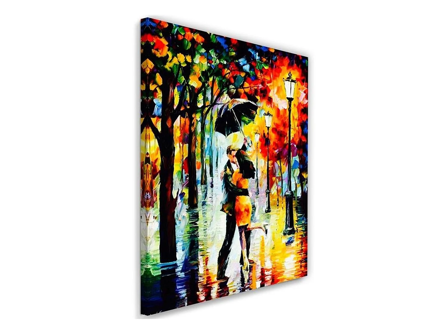 Tableau couple amoureux sous un parapluie - 60 x 90 cm