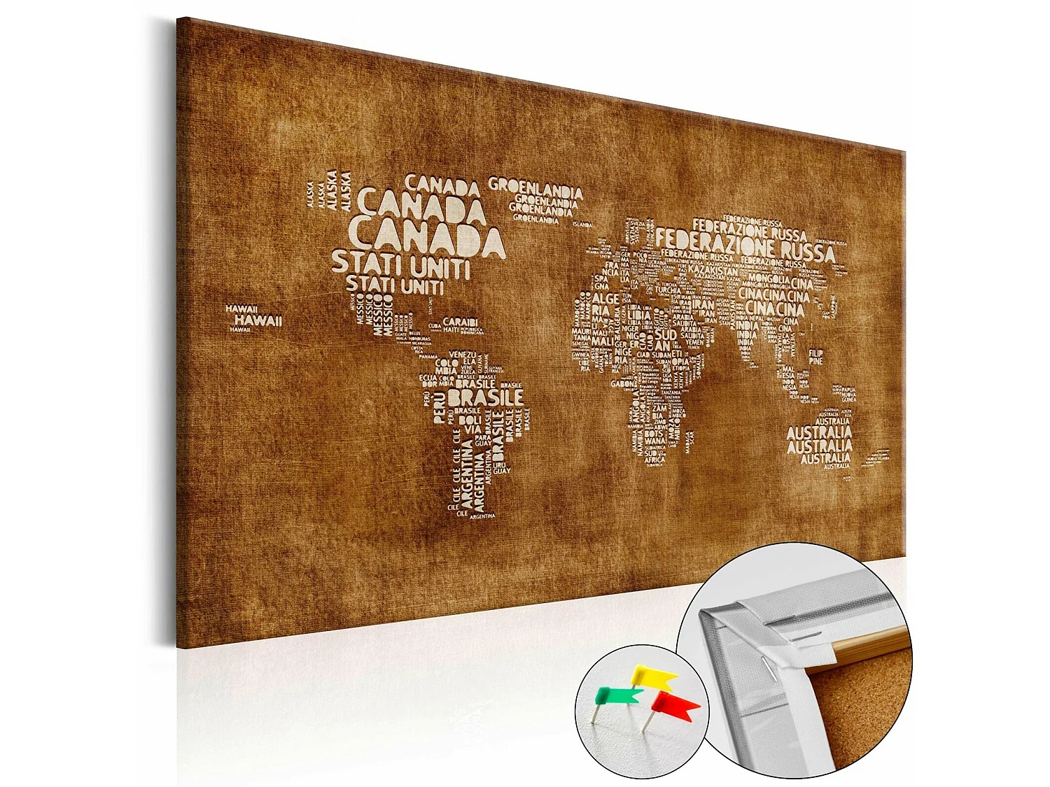 Tableau en liège la carte perdue - 90 x 60 cm