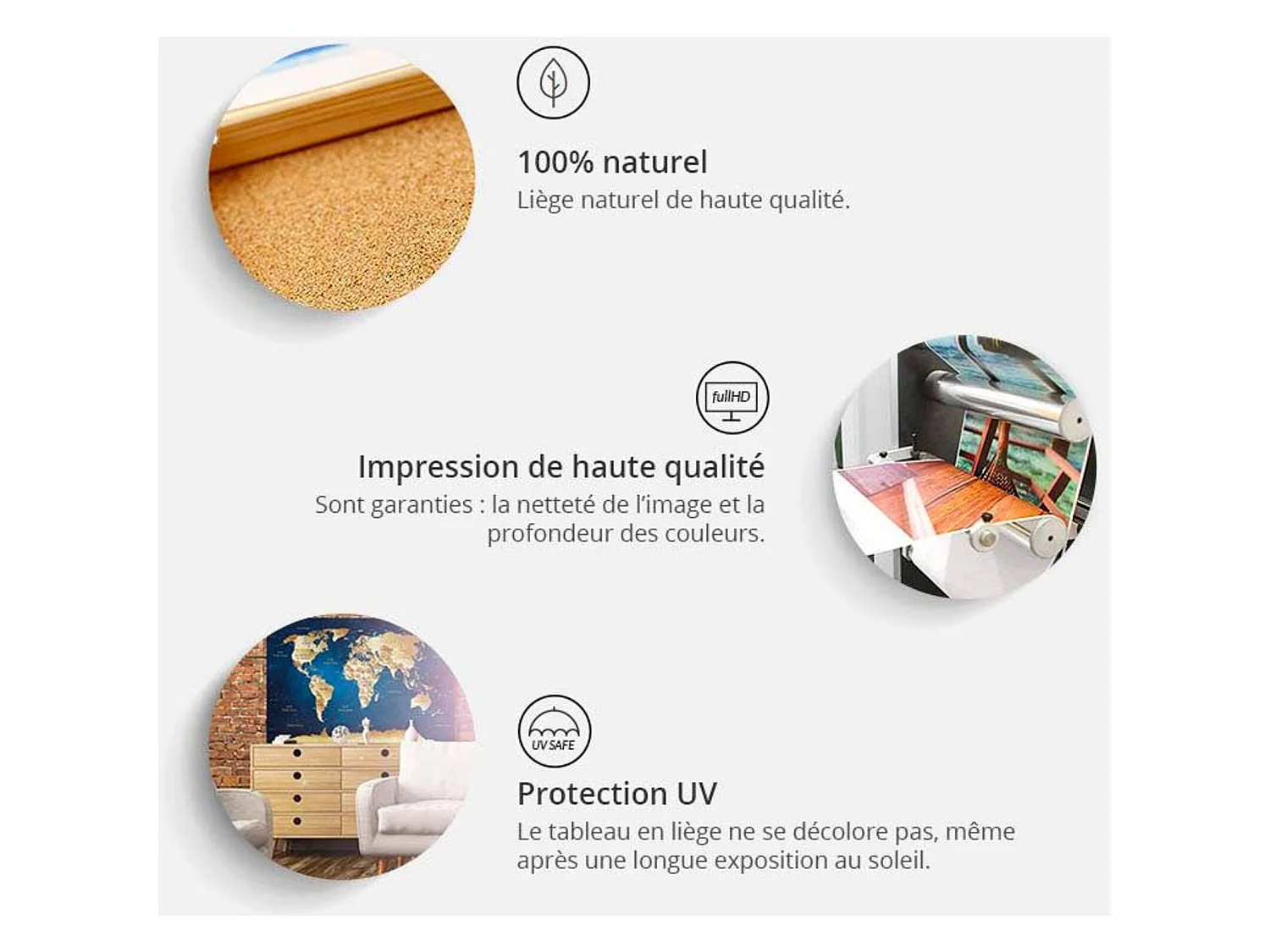 Tableau en liège la carte perdue - 90 x 60 cm