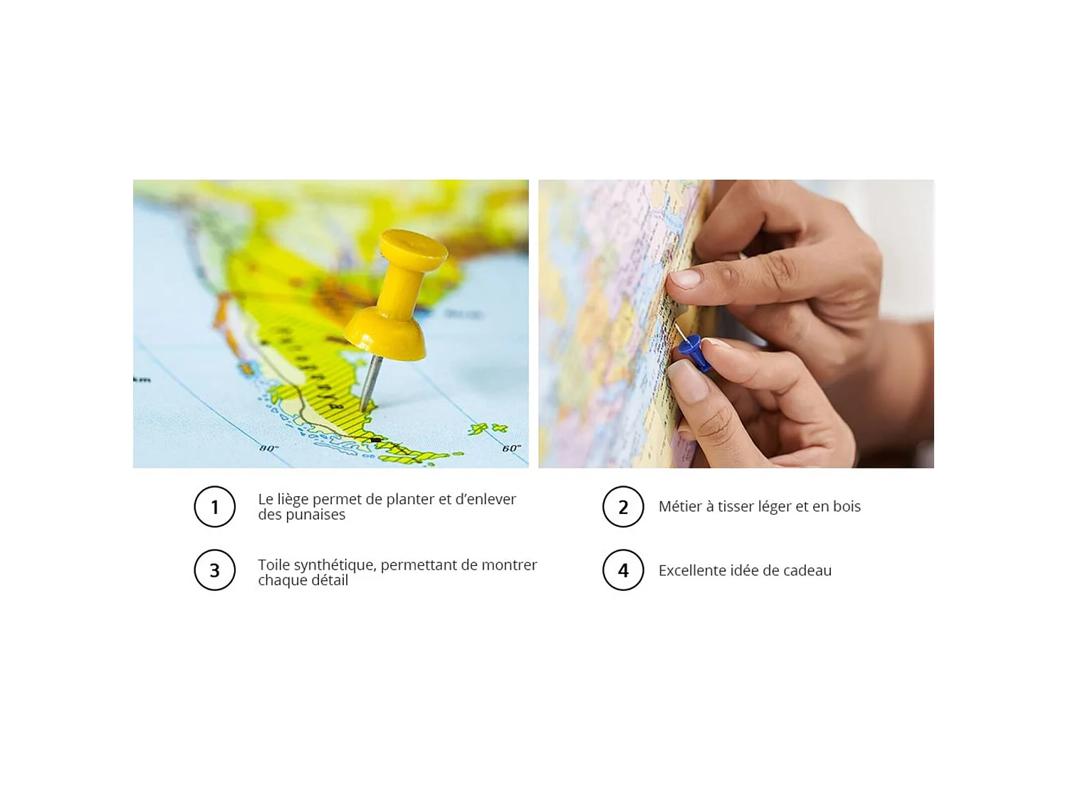 Tableau en liège la carte perdue - 90 x 60 cm