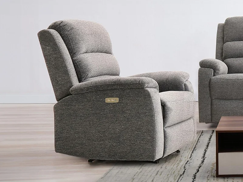 Fauteuil relax électrique en tissu gris NEVERS