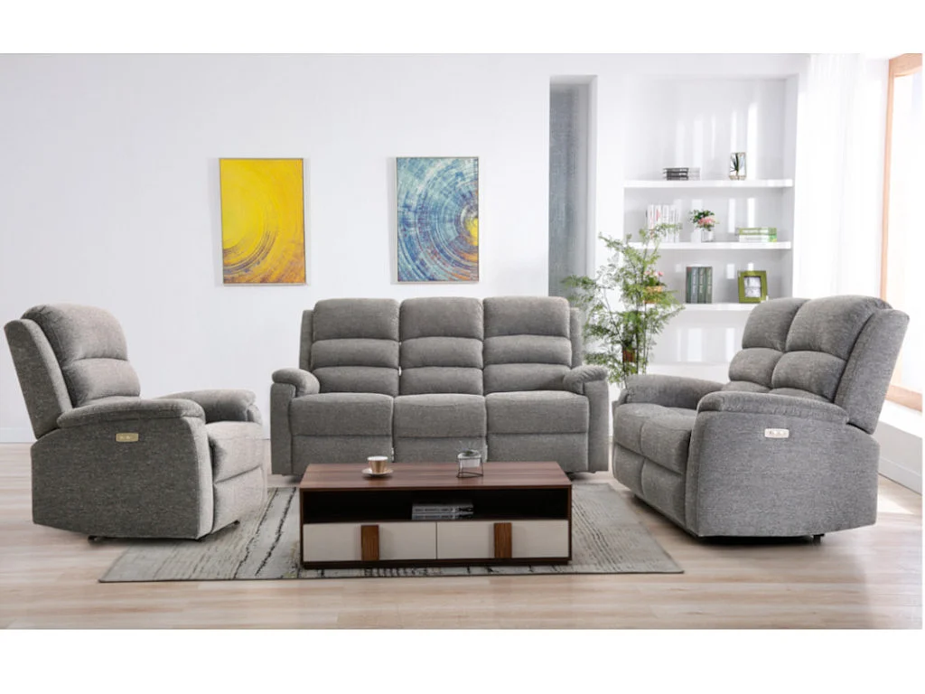 Fauteuil relax électrique en tissu gris NEVERS