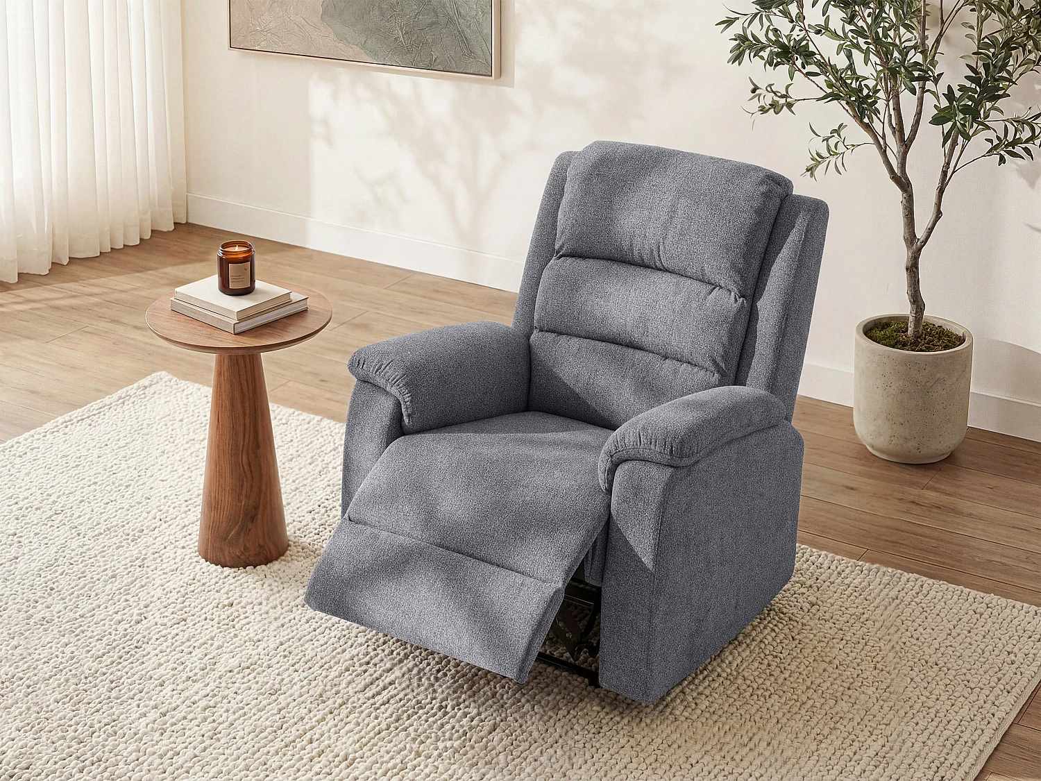 Fauteuil relax électrique en tissu gris NEVERS