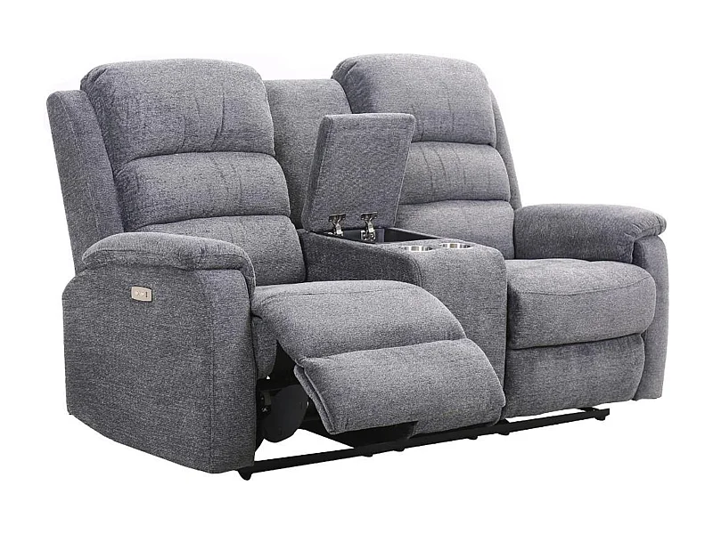 Relaxsofa elektrisch 2-Sitzer - Stoff - Grau - NEVERS