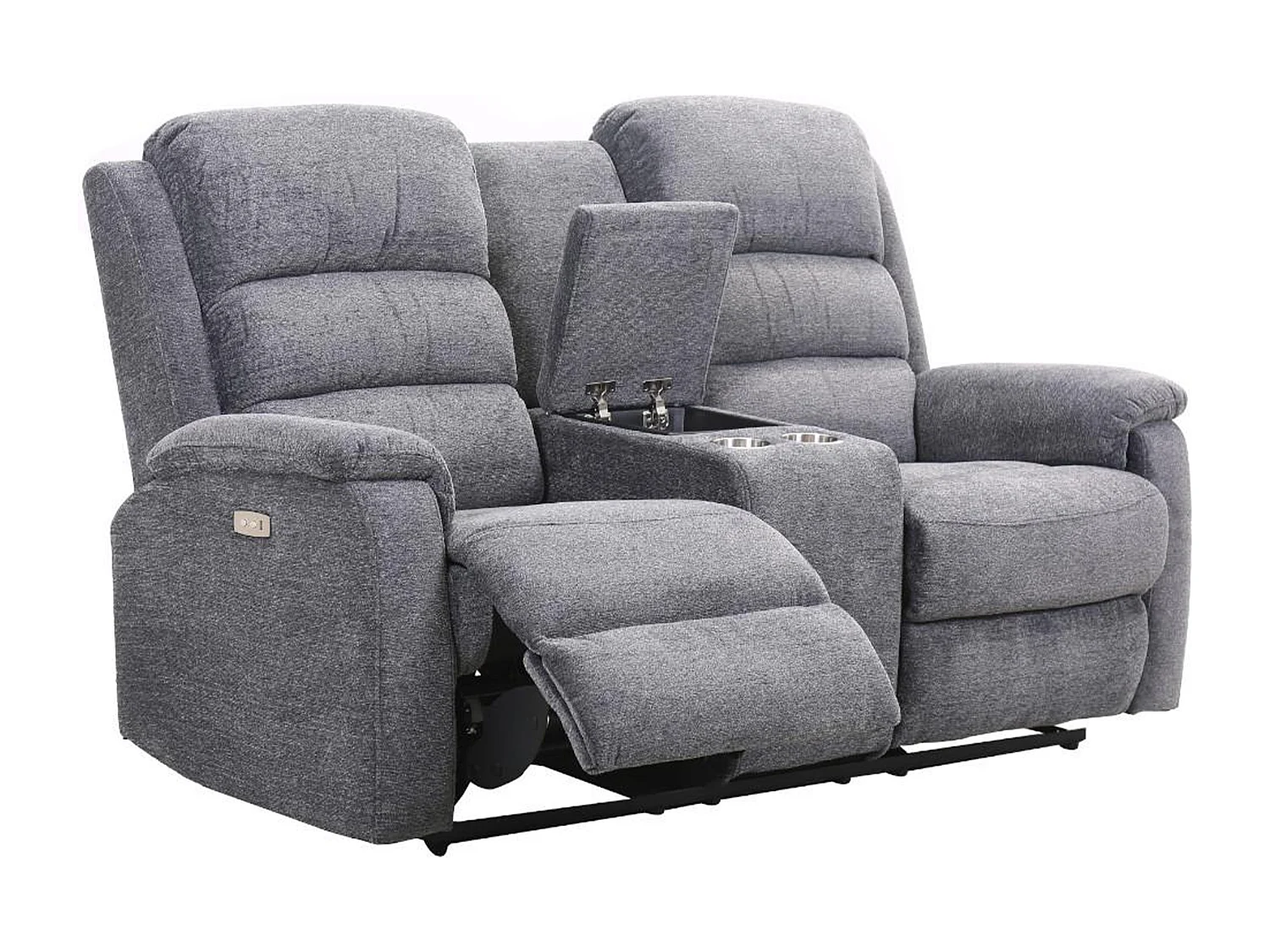 Relaxsofa elektrisch 2-Sitzer - Stoff - Grau - NEVERS