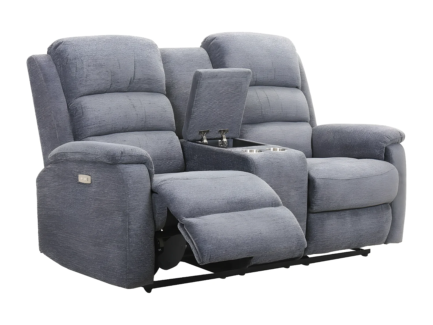 Relaxsofa elektrisch 2-Sitzer - Stoff - Grau - NEVERS