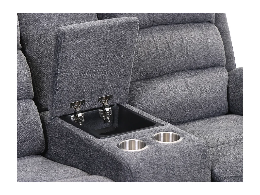 Elektrische tweezits relaxbank van stof met plateau NEVERS - Antraciet