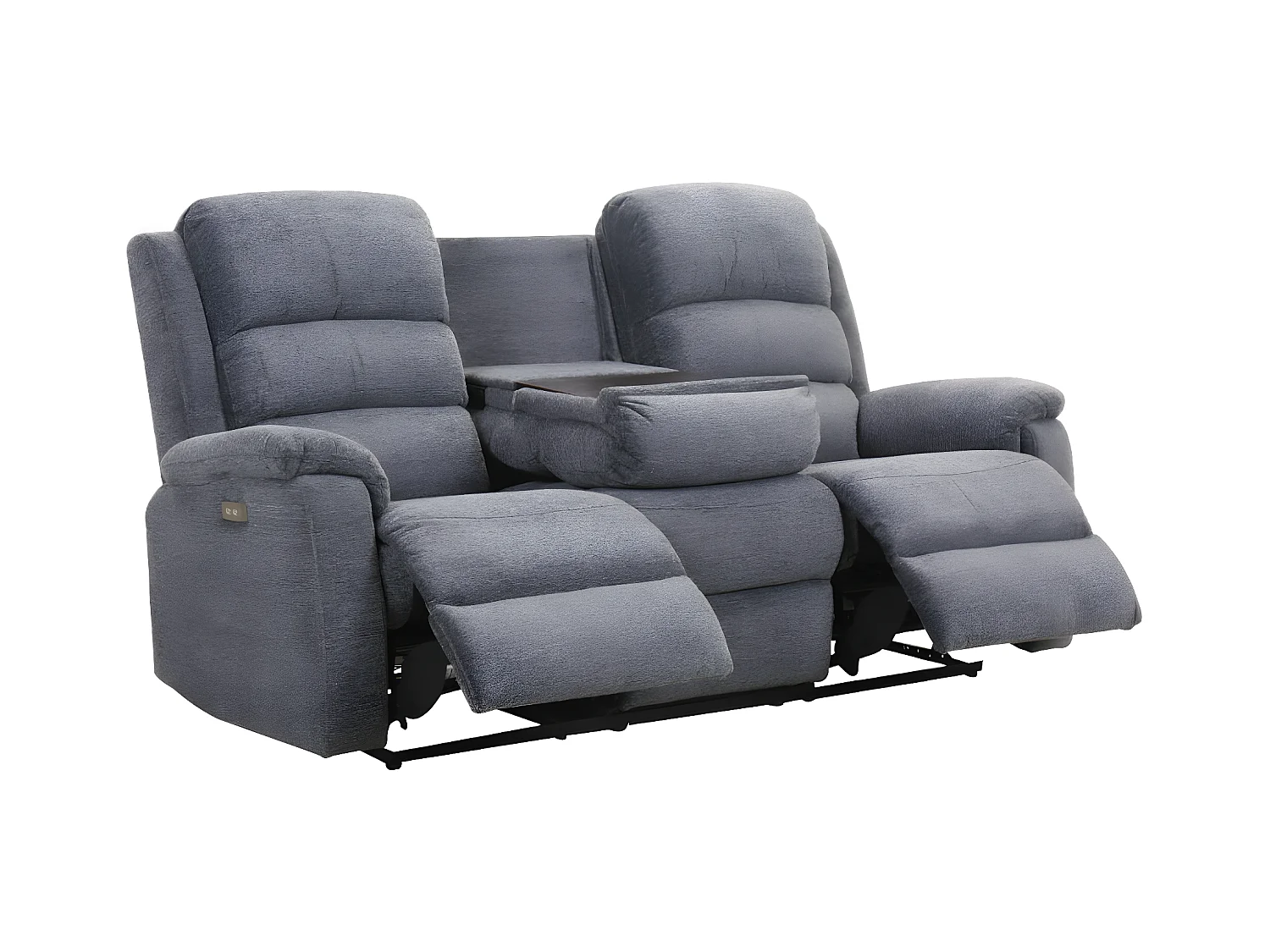 Relaxsofa elektrisch 3-Sitzer - Stoff - Grau - NEVERS