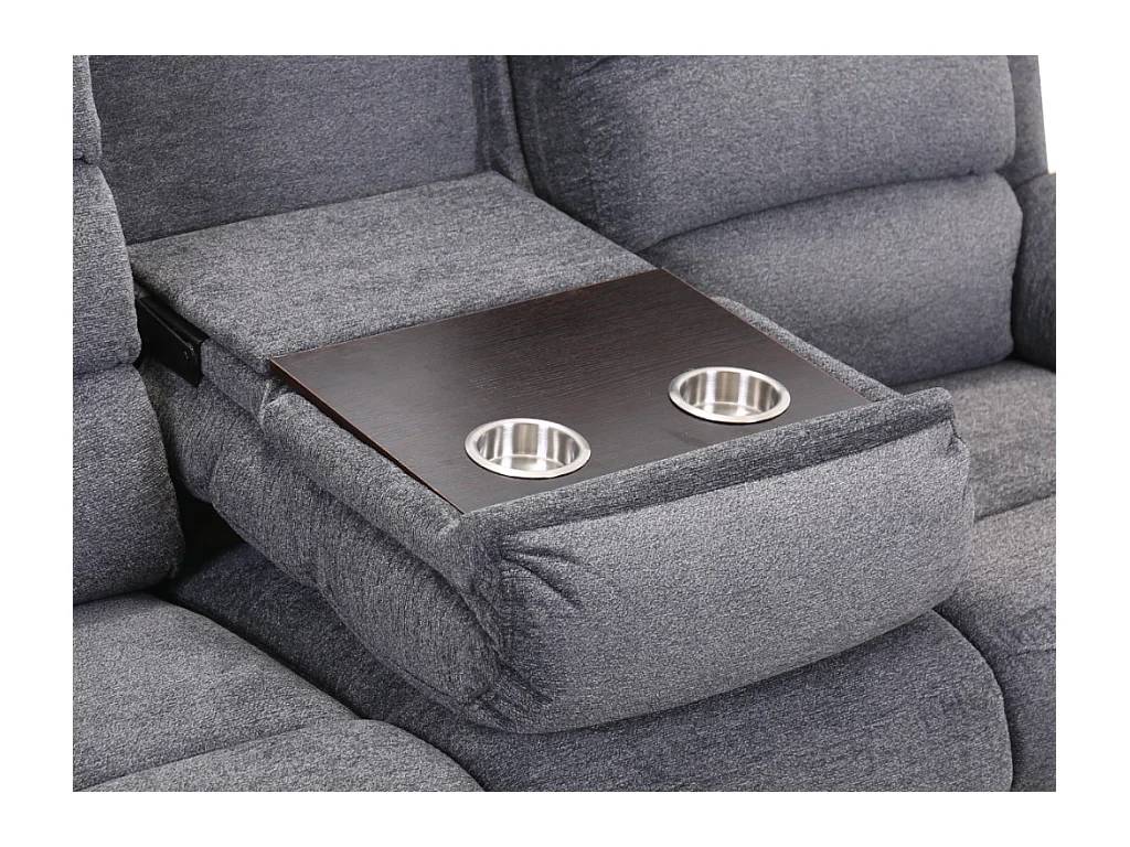 Relaxsofa elektrisch 3-Sitzer - Stoff - Grau - NEVERS