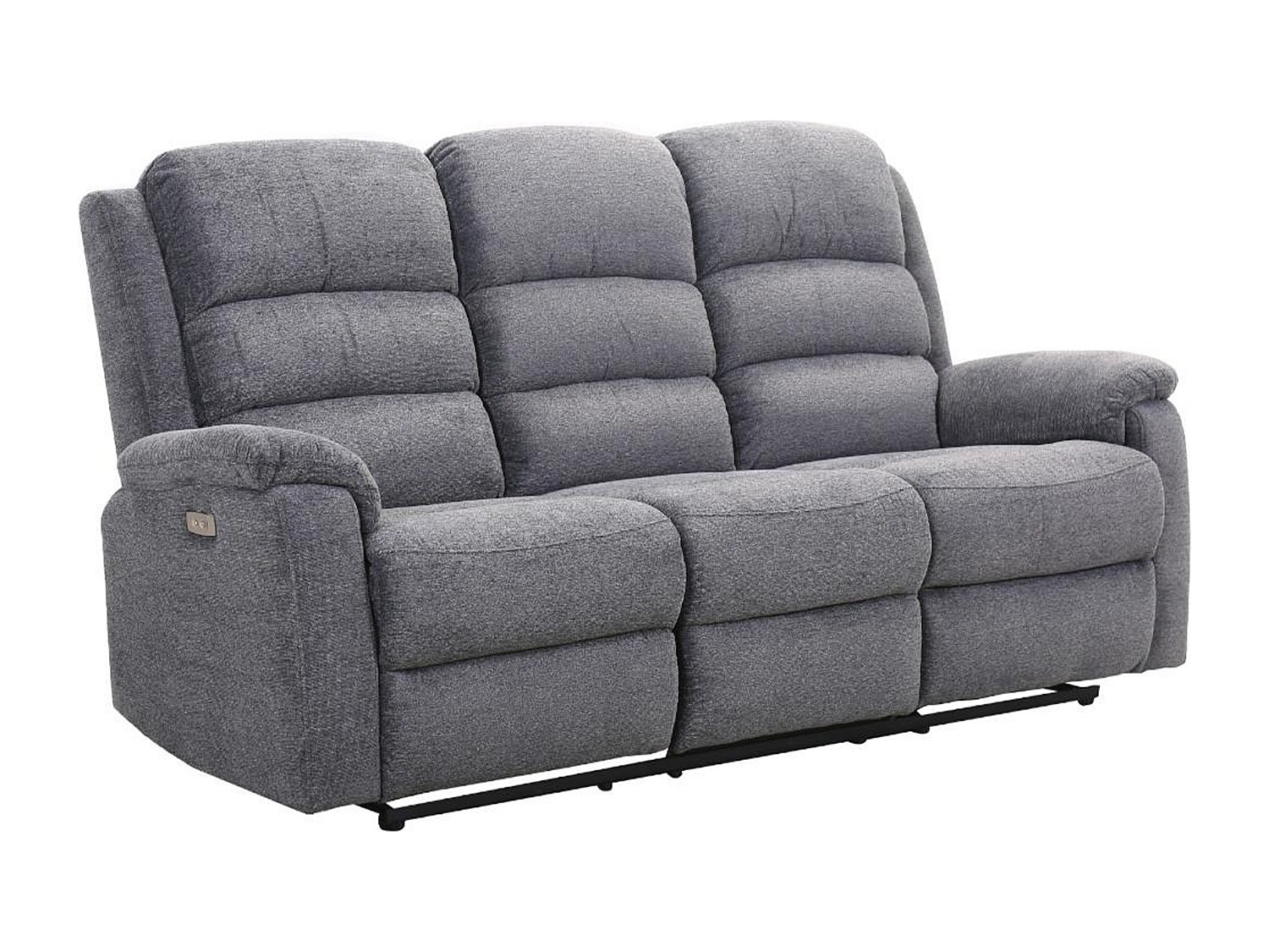 Relaxsofa elektrisch 3-Sitzer - Stoff - Grau - NEVERS günstig online kaufen