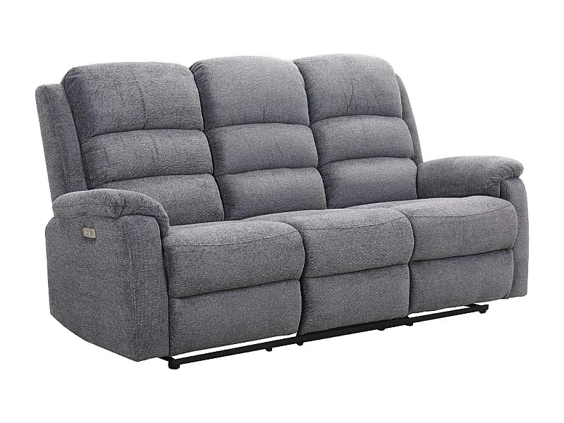 Relaxsofa elektrisch 3-Sitzer - Stoff - Grau - NEVERS